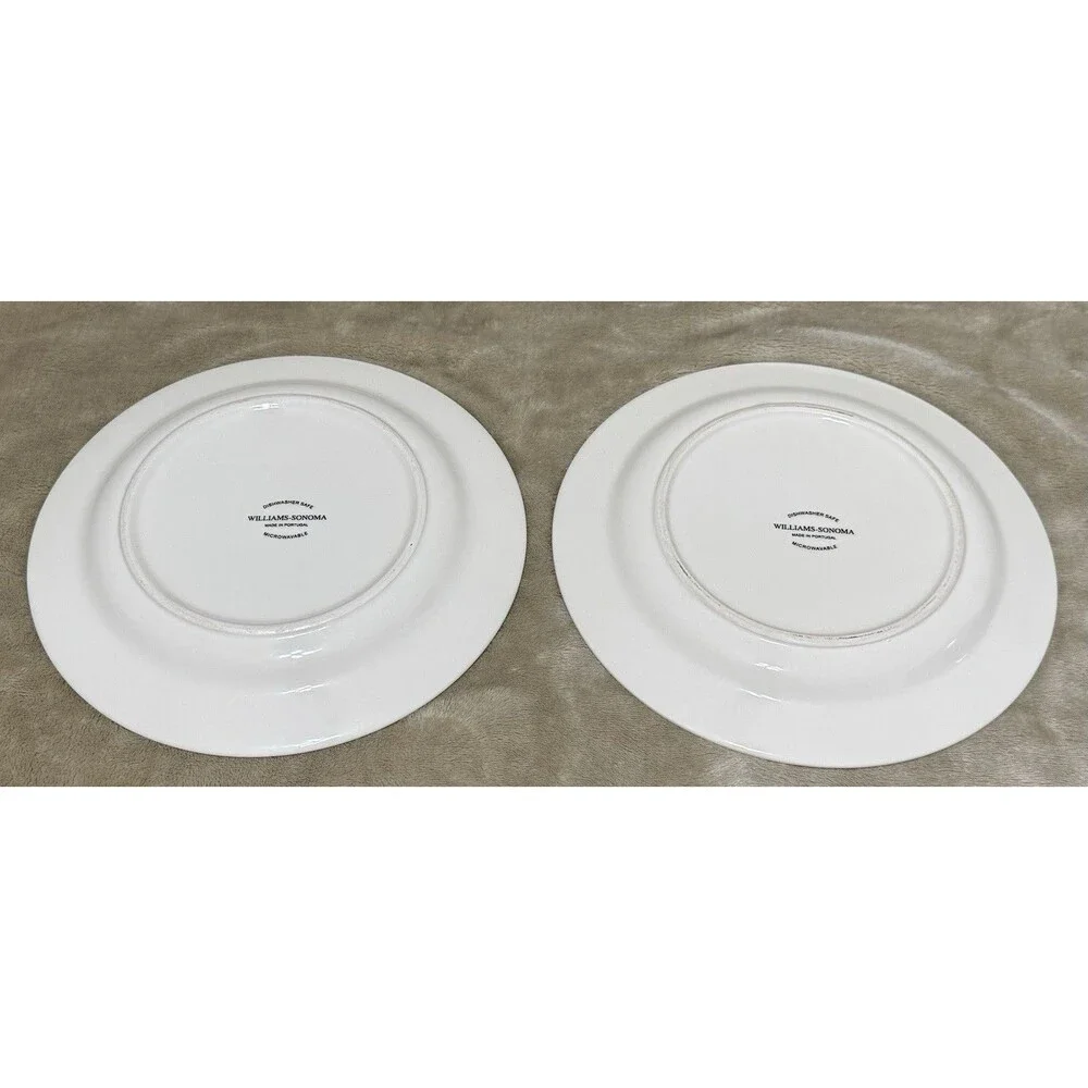 Set Of 2 Williams Sonoma Christmas Plates Chocolate Holly Wine 8 3/4”